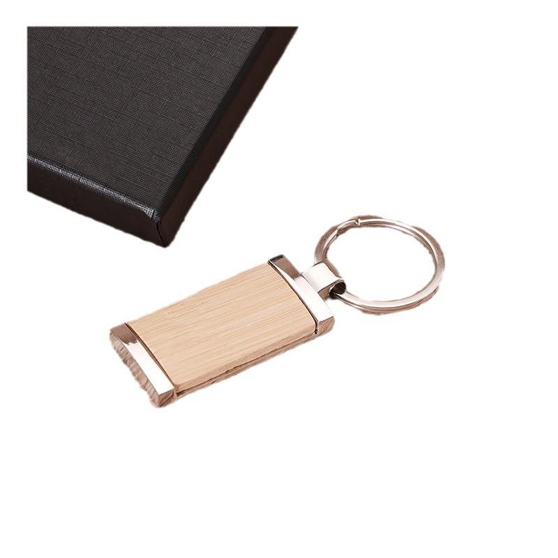 Eco-friendly Metal Zinc Alloy Keychain Pen Business Gift Set Wood Pen Wooden Keychains Laser Logo Luxury Corporate Men Gift