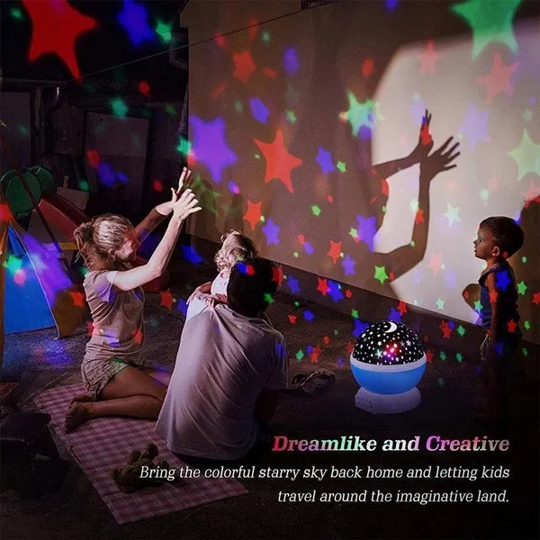 Led 360 Degree Automatic Rotating projection lamp toy battery operated Color Changing romantic night light