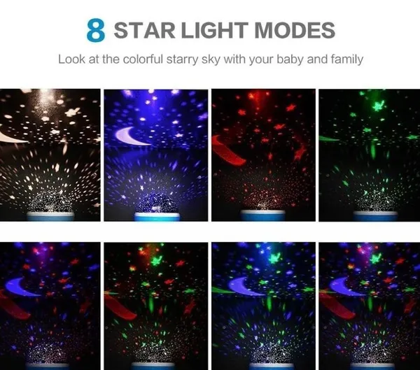 Led 360 Degree Automatic Rotating projection lamp toy battery operated Color Changing romantic night light