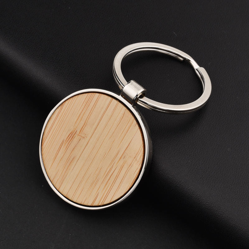 Wholesale bamboo metal bottle opener keychain with custom logo