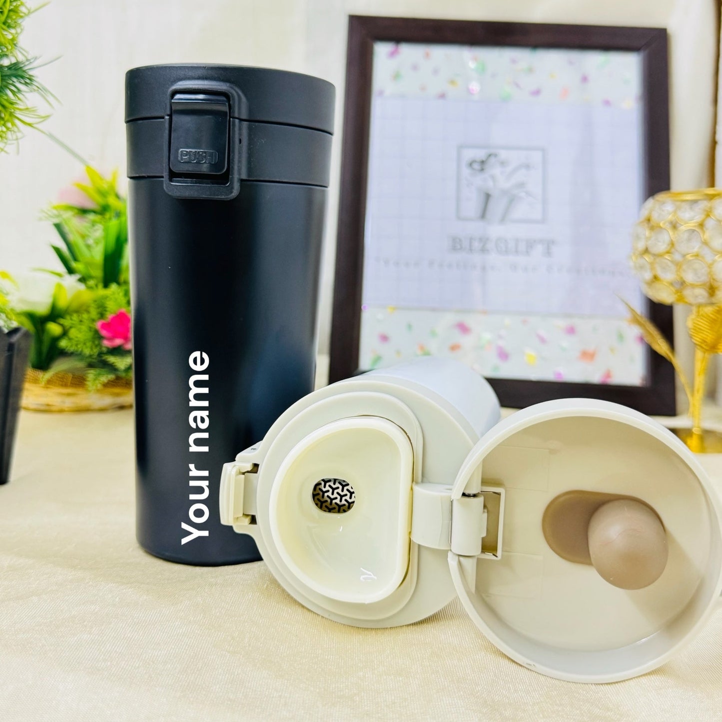PUSH BUTTON COFEE MUG