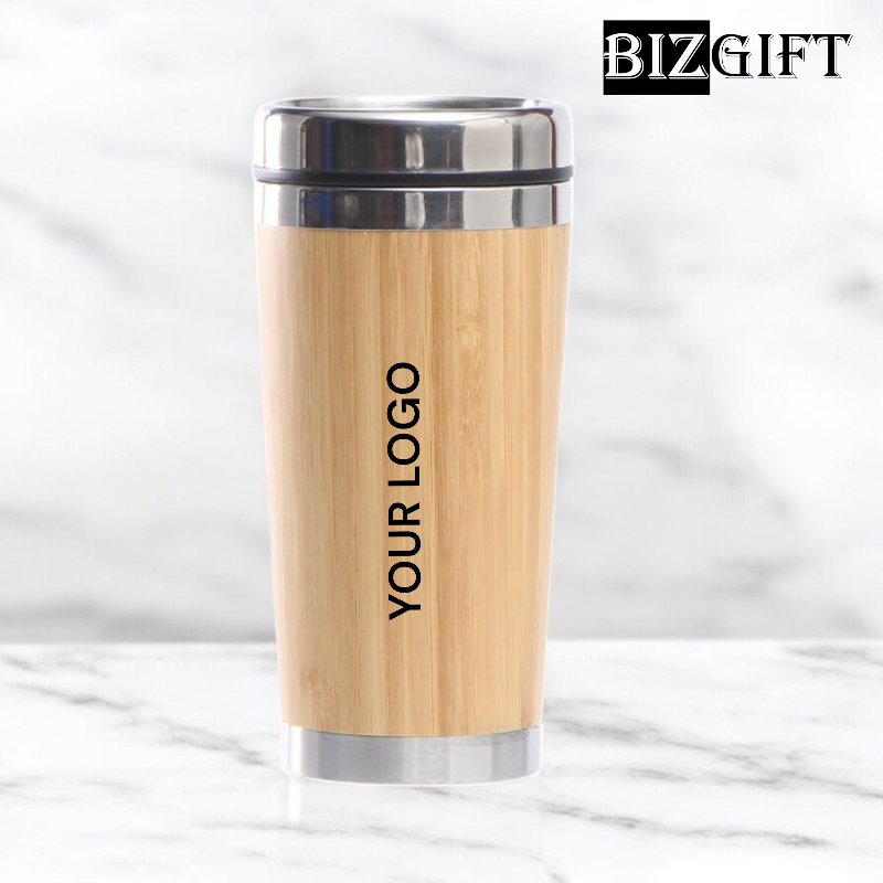 Double Wall Stainless Steel Bamboo Coffee Tea Cup Thermos Vacuum Insulated mug