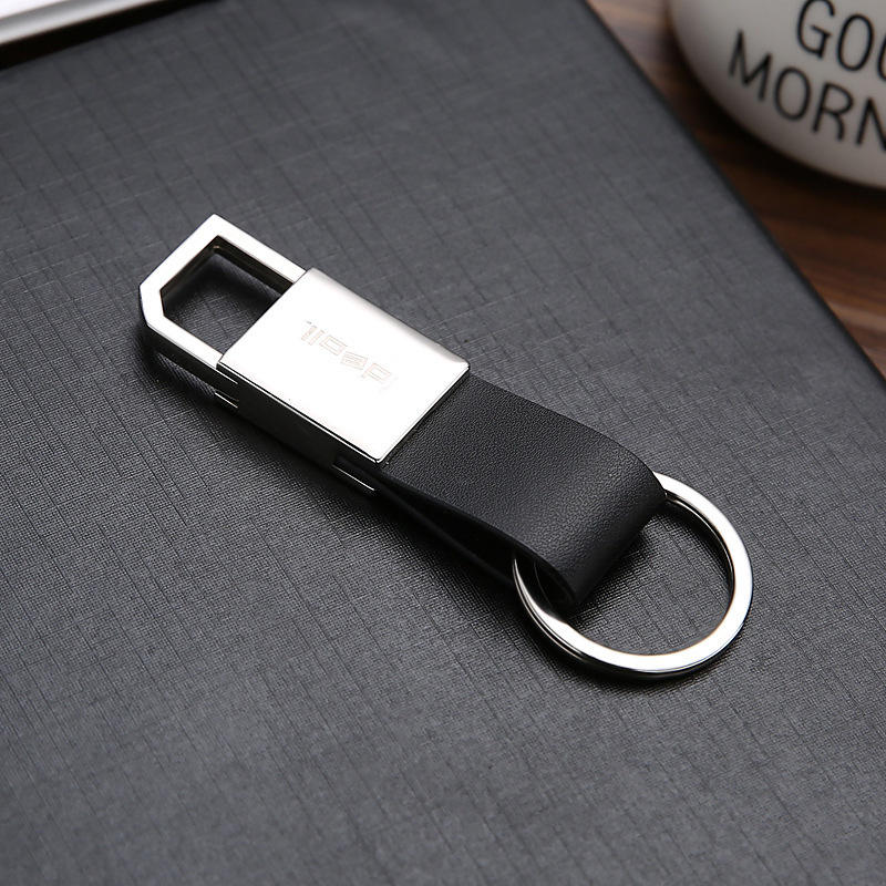 Promotion gift soft PU leather Lobster Pull out keychain leather blank
