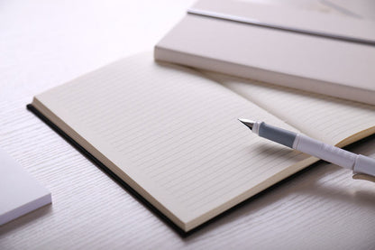 BizGift Personalized Fold Magnetic Clasp Closure Ruled Pages A4 A5 Journal Black White PU Faux Leather Business Diary