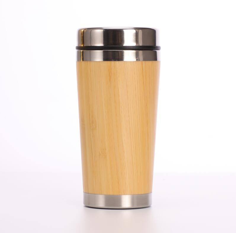 Double Wall Stainless Steel Bamboo Coffee Tea Cup Thermos Vacuum Insulated mug