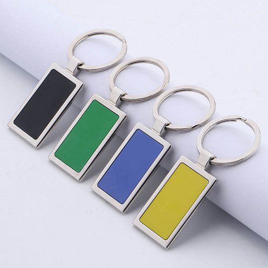 Custom Metal Key Chain Engrave Stainless Steel Blank Metal Logo Key Chain Rectangle Square Round Heart Shape Keychain
