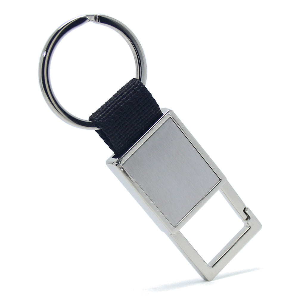 Black Nylon Belt KeyChain Ring Metal Alloy Ribbon Key Holder Strap