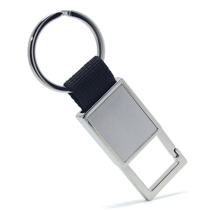 Black Nylon Belt KeyChain Ring Metal Alloy Ribbon Key Holder Strap