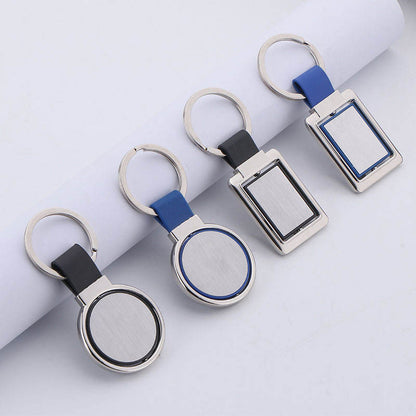 Custom Metal Key Chain Engrave Stainless Steel Blank Metal Logo Key Chain Rectangle Square Round Heart Shape Keychain