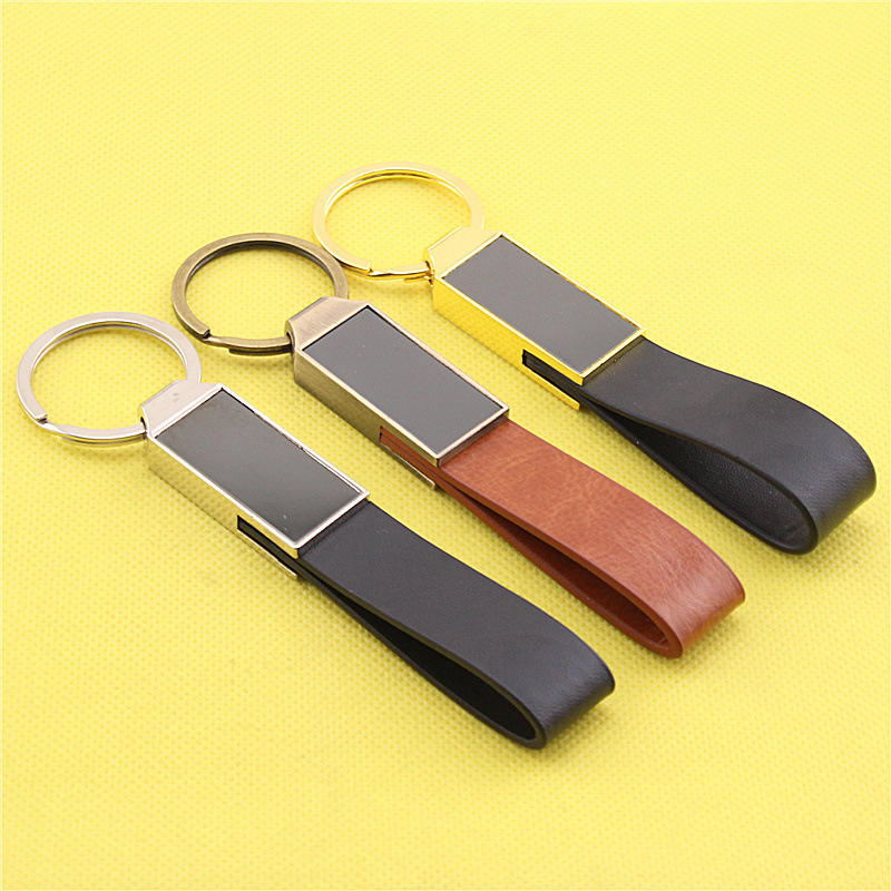 PU Leather Car Keychain with Anti-Lost D Ring