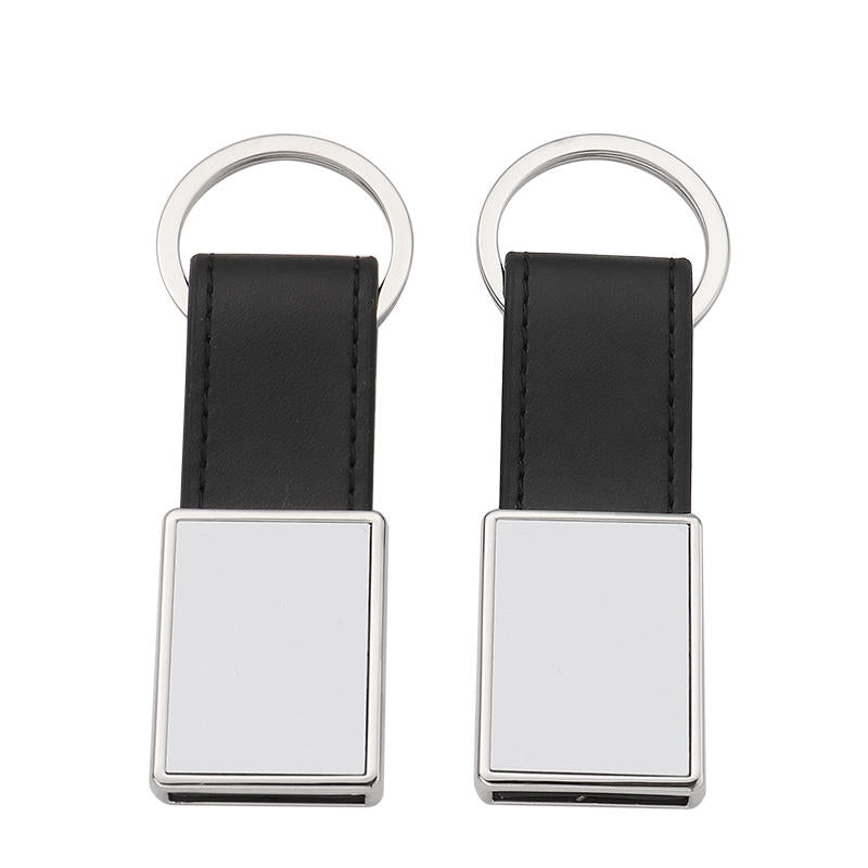 Metal  Logo custom keychain sublimation Leather Keychain