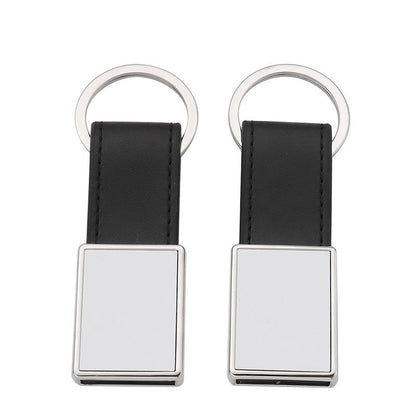 Metal  Logo custom keychain sublimation Leather Keychain