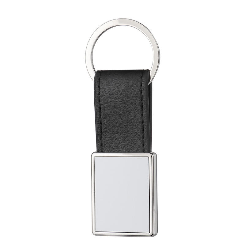 Metal  Logo custom keychain sublimation Leather Keychain