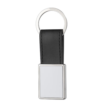 Metal  Logo custom keychain sublimation Leather Keychain