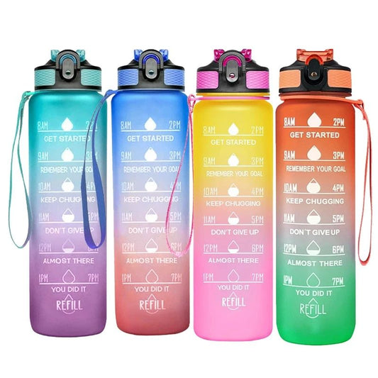 BPA Free 1L Travel Sports Plastic Sublimation Leak Proof Water Bottle With Straw