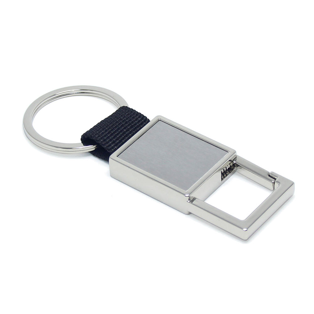 Black Nylon Belt KeyChain Ring Metal Alloy Ribbon Key Holder Strap
