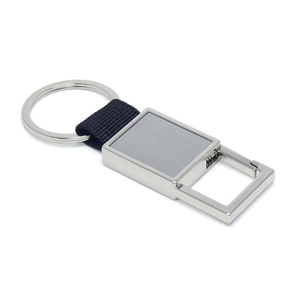 Black Nylon Belt KeyChain Ring Metal Alloy Ribbon Key Holder Strap
