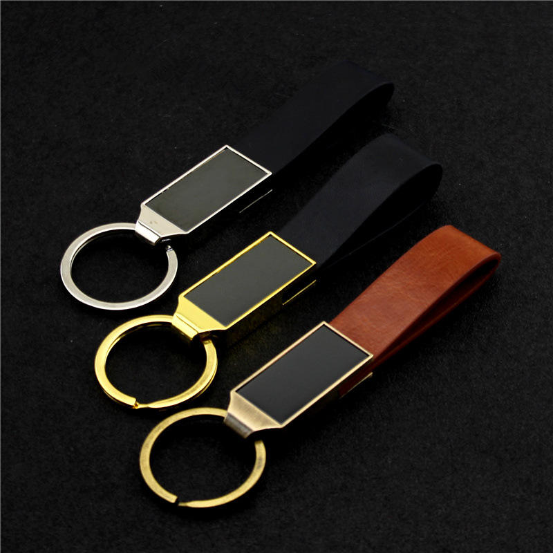 PU Leather Car Keychain with Anti-Lost D Ring