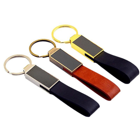 PU Leather Car Keychain with Anti-Lost D Ring