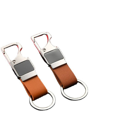Custom PU Leather Keychain with Bottle Opener Metal Key Ring Charms Gift