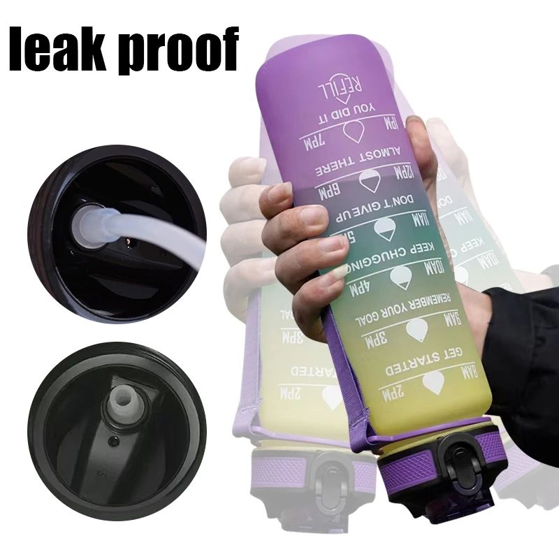 BPA Free 1L Travel Sports Plastic Sublimation Leak Proof Water Bottle With Straw