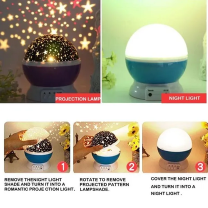 Led 360 Degree Automatic Rotating projection lamp toy battery operated Color Changing romantic night light