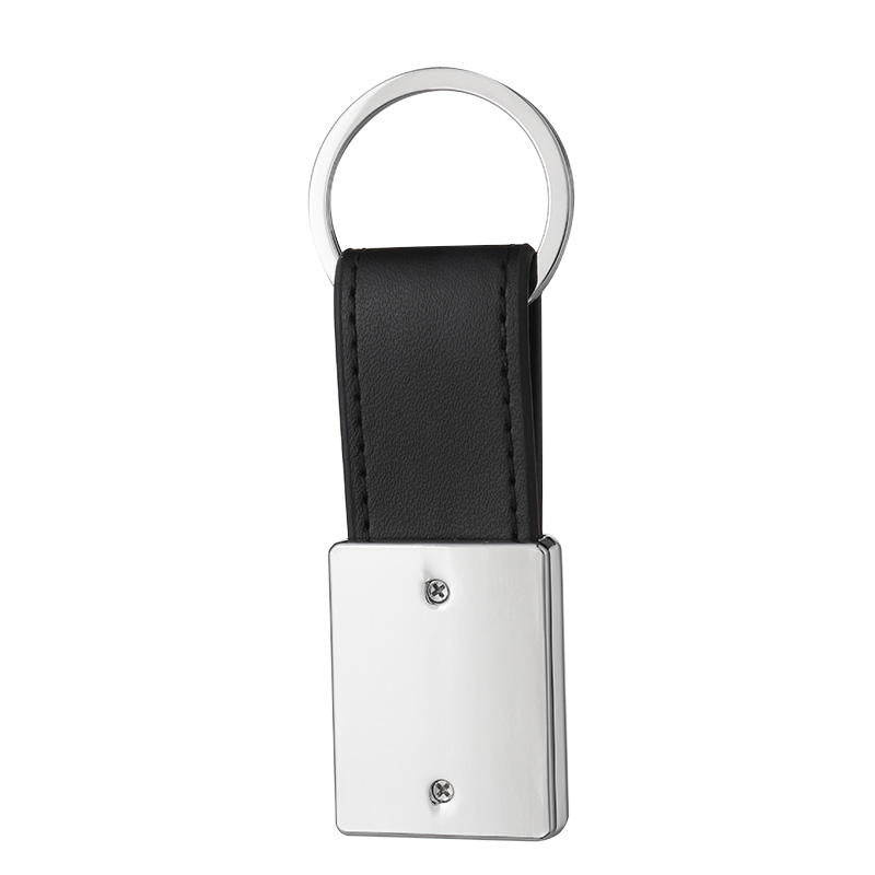 Metal  Logo custom keychain sublimation Leather Keychain