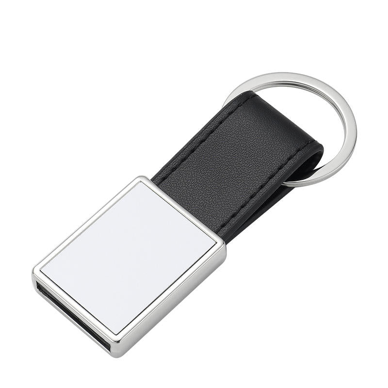 Metal  Logo custom keychain sublimation Leather Keychain