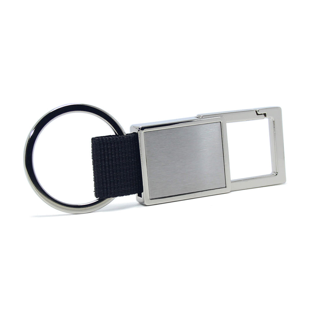 Black Nylon Belt KeyChain Ring Metal Alloy Ribbon Key Holder Strap