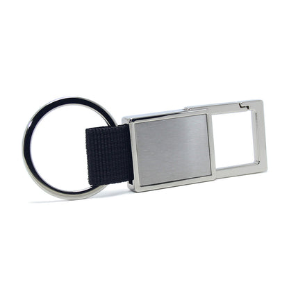 Black Nylon Belt KeyChain Ring Metal Alloy Ribbon Key Holder Strap
