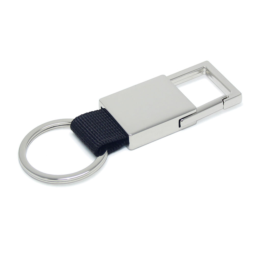 Black Nylon Belt KeyChain Ring Metal Alloy Ribbon Key Holder Strap