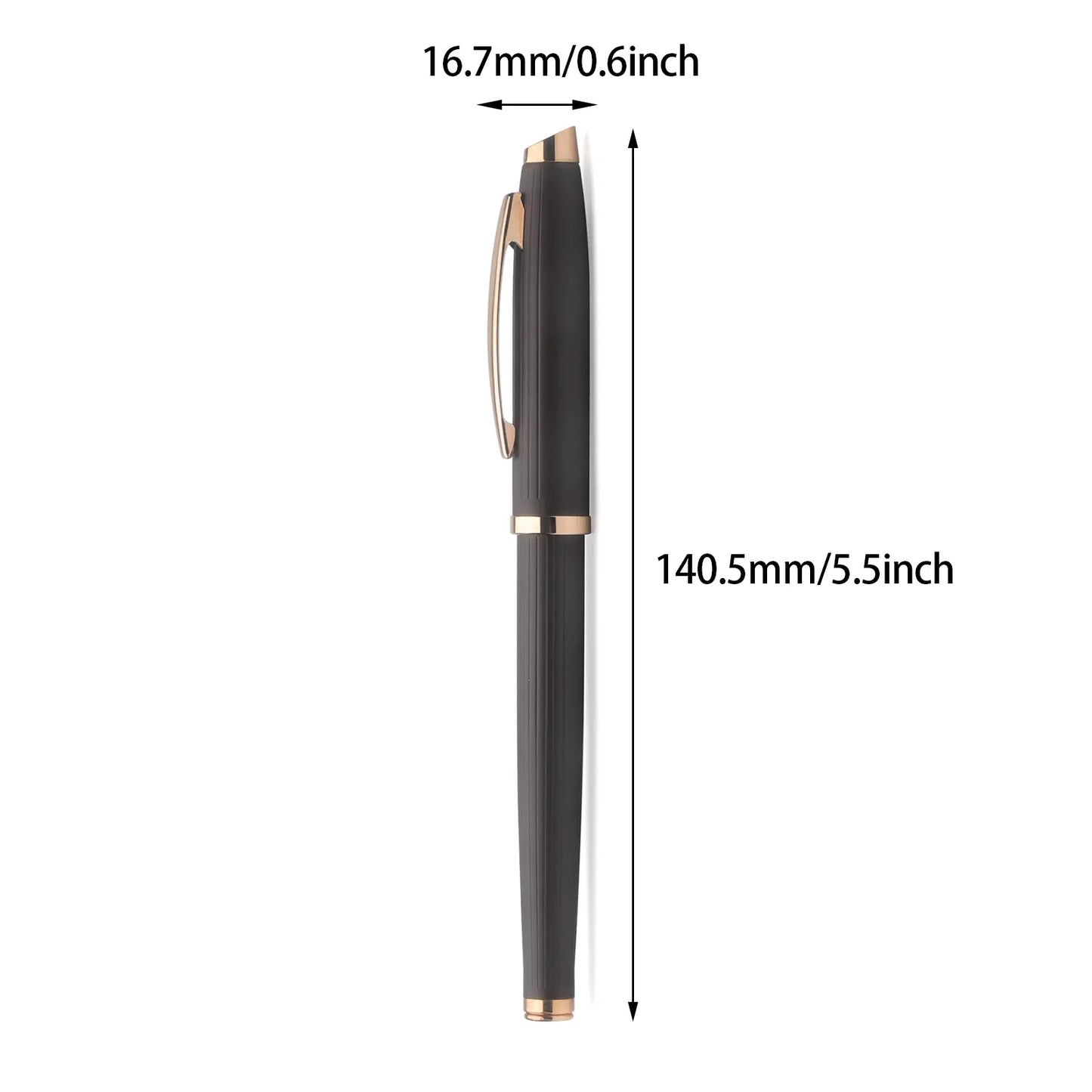 Fashion Design Smoothly Writing Rose Gold Roller Pen with Satin Dark Brown Lacquering For Business