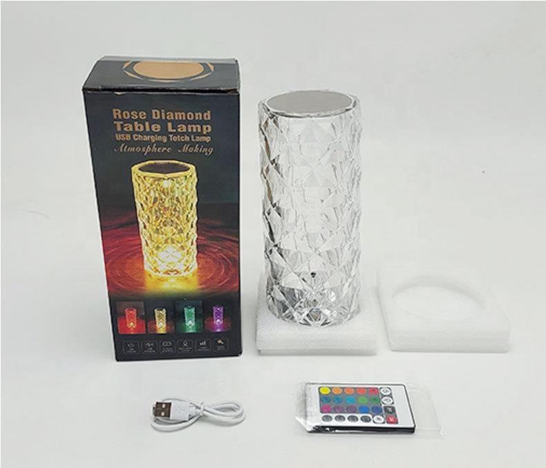 LED Rose Table Lamp Crystal Touching 16 Color Rose Shadow Color Changing Bedside Night light With Remote Control
