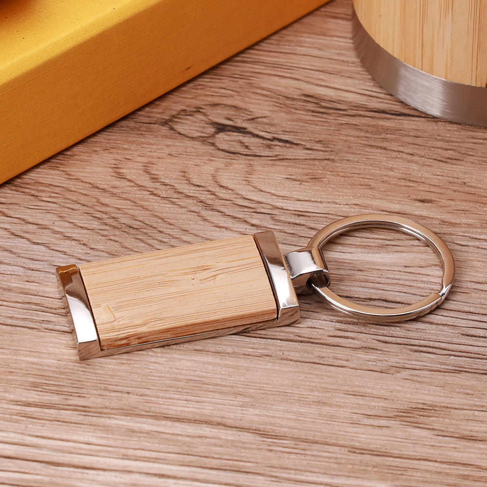 Eco-friendly Metal Zinc Alloy Keychain Pen Business Gift Set Wood Pen Wooden Keychains Laser Logo Luxury Corporate Men Gift