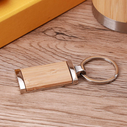 Eco-friendly Metal Zinc Alloy Keychain Pen Business Gift Set Wood Pen Wooden Keychains Laser Logo Luxury Corporate Men Gift