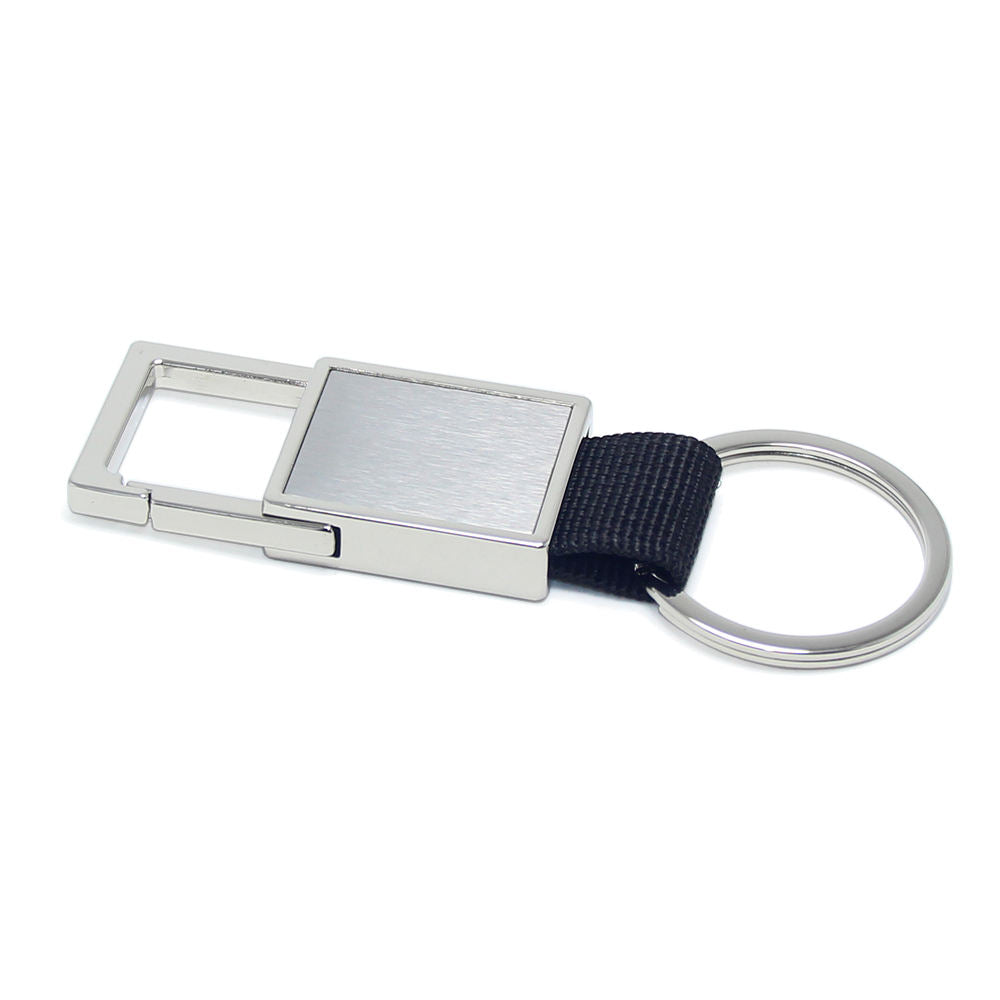 Black Nylon Belt KeyChain Ring Metal Alloy Ribbon Key Holder Strap