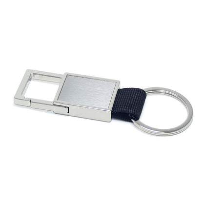 Black Nylon Belt KeyChain Ring Metal Alloy Ribbon Key Holder Strap