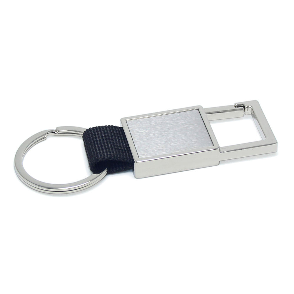 Black Nylon Belt KeyChain Ring Metal Alloy Ribbon Key Holder Strap