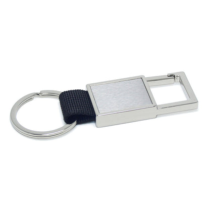 Black Nylon Belt KeyChain Ring Metal Alloy Ribbon Key Holder Strap