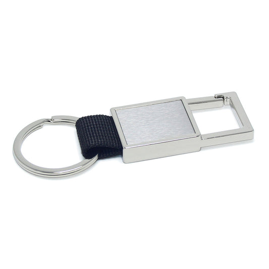 Black Nylon Belt KeyChain Ring Metal Alloy Ribbon Key Holder Strap