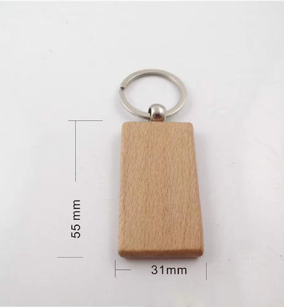Customized Blank Wooden Key Chain Personalized Wood Keychain Key Ring