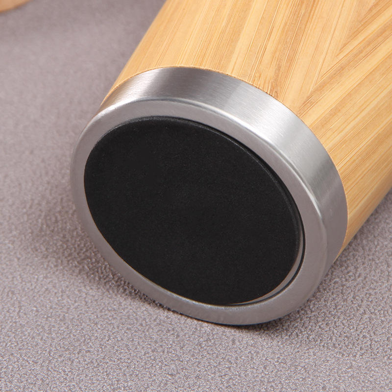 Double Wall Stainless Steel Bamboo Coffee Tea Cup Thermos Vacuum Insulated mug