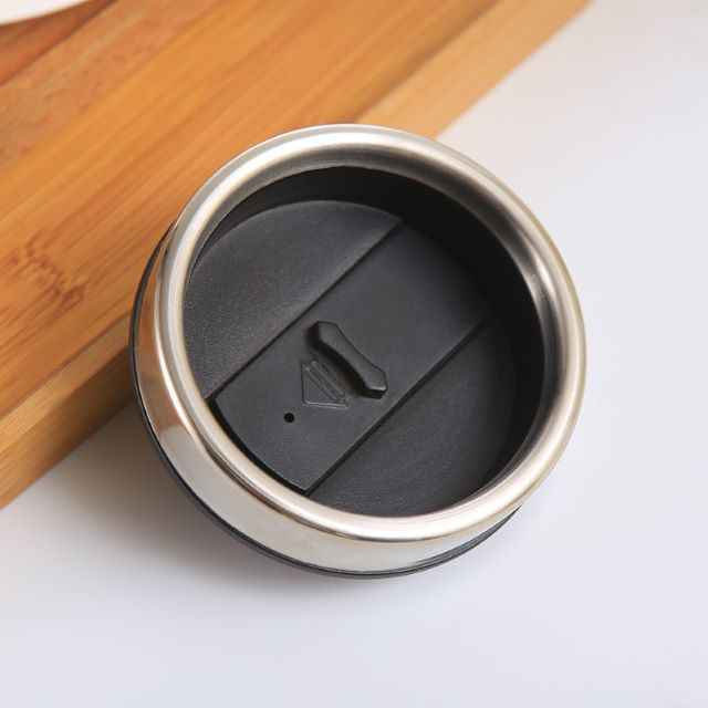 Leak-proof black clamshell insulated bamboo coffee cup Stainless steel thermos cup with handle mug