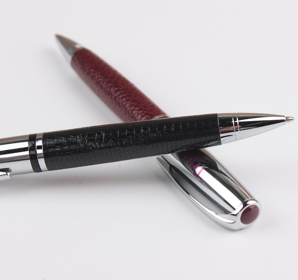 Luxury gift promotional sublimation pen blank red PU leather metal pen for business