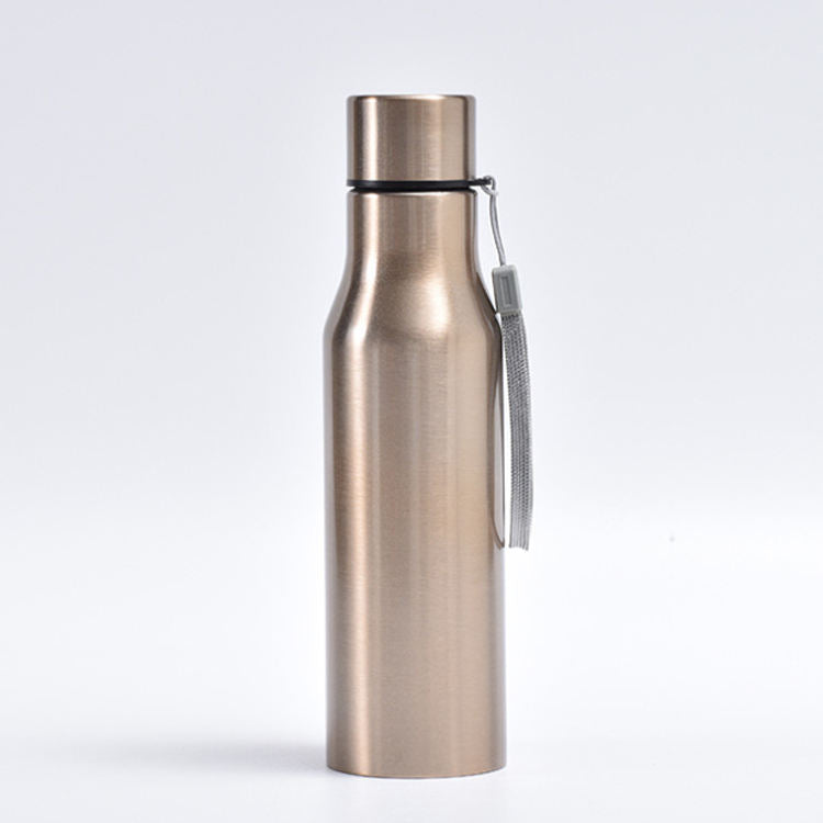 Portable 750ml 1000ml Water Bottle Colorful Red Blue Gold Bottles Stainless Steel Sports Flask with Handles Rope