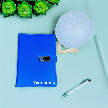 BizGift Premium PU Leather A-5 Office Notebook Diary Journal with Smart Magnetic Flap Closure, 192 pages 80 gsm ( Blue)