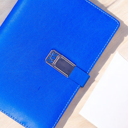 BizGift Premium PU Leather A-5 Office Notebook Diary Journal with Smart Magnetic Flap Closure, 192 pages 80 gsm ( Blue)