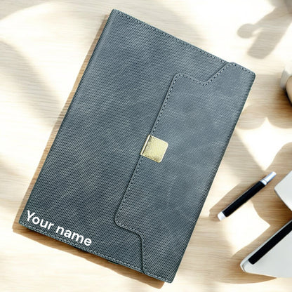 BizGift Personalized  Signature A-5 PU Leather Business Notebook Diary Journal, Magnetic Flap Closure with sleek metal accessory,192 pages, 80 gsm (Classic Black)