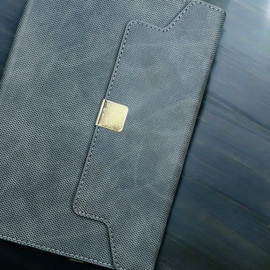 BizGift Personalized  Signature A-5 PU Leather Business Notebook Diary Journal, Magnetic Flap Closure with sleek metal accessory,192 pages, 80 gsm (Classic Black)
