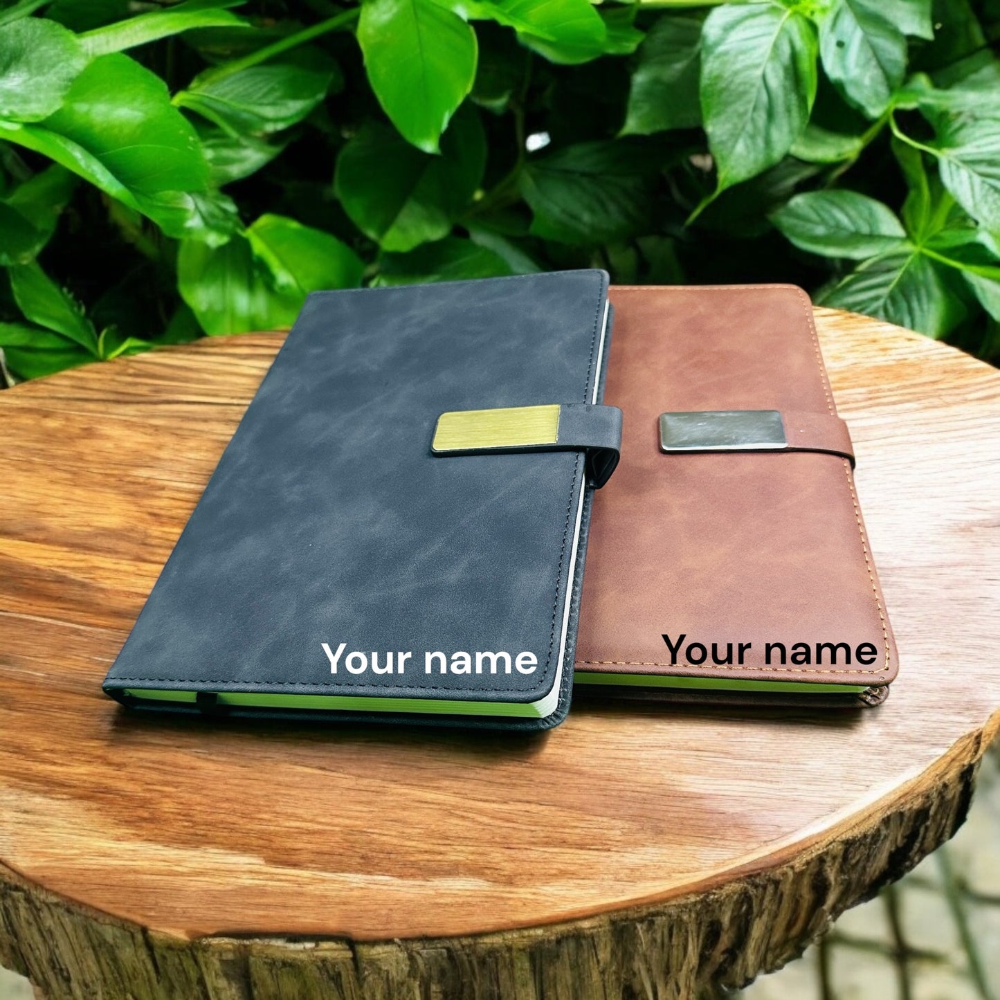 BizGift Premium PU Leather A-5 Office Notebook Diary Journal with Smart Magnetic Flap Closure, 192 pages 80 gsm (brown and black)